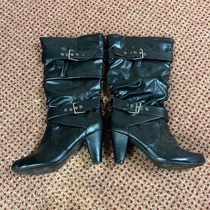 Liz Cole • Black Pleather Biker Boots (10)